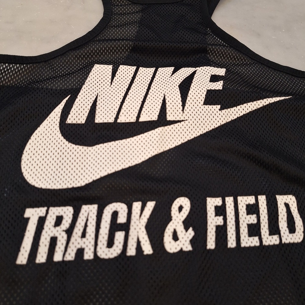 Nike Tank Top Womens Medium Black Mesh Track & Field Logo Racerback Running Top